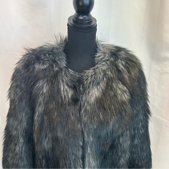 MICHAEL Michael Kors gray black faux fur jacket Sz L NWT - Picture 3 of 11